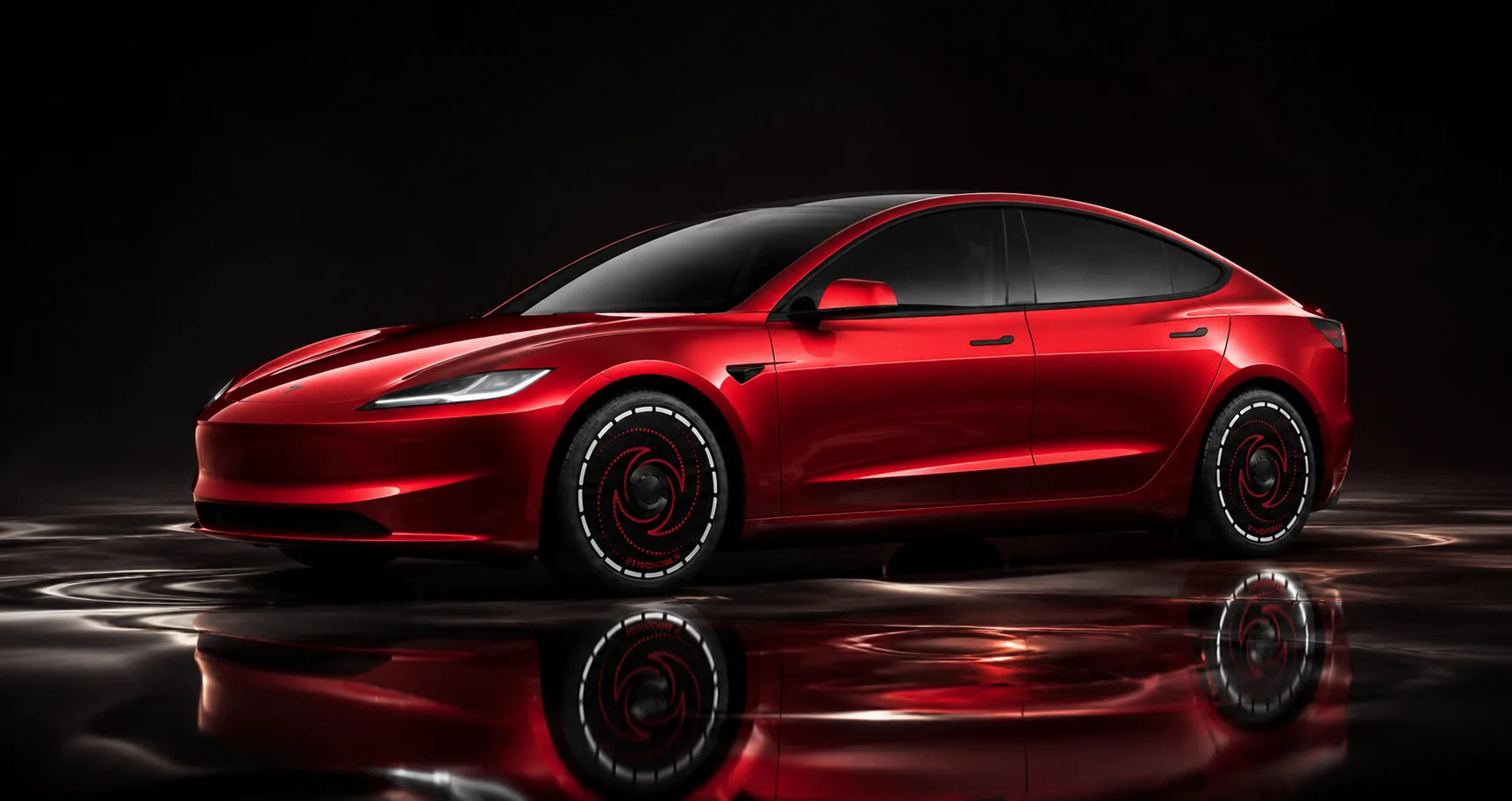 An Aerodisc-equipped EV in studio light
