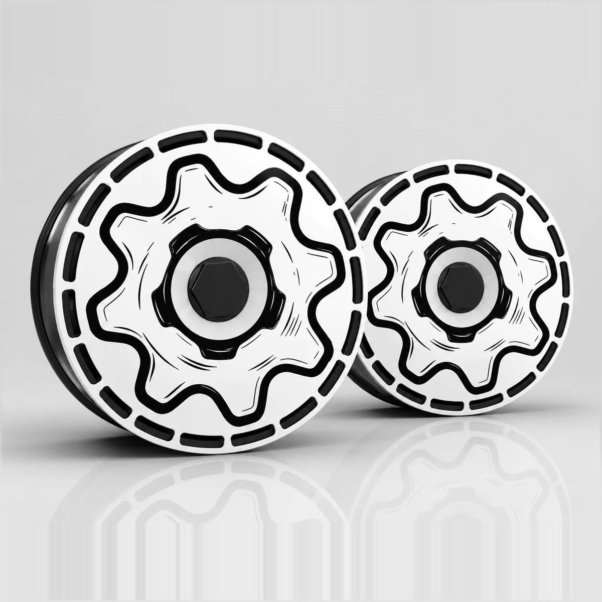 Cogwave White aero wheel covers — set of 4, studio render
