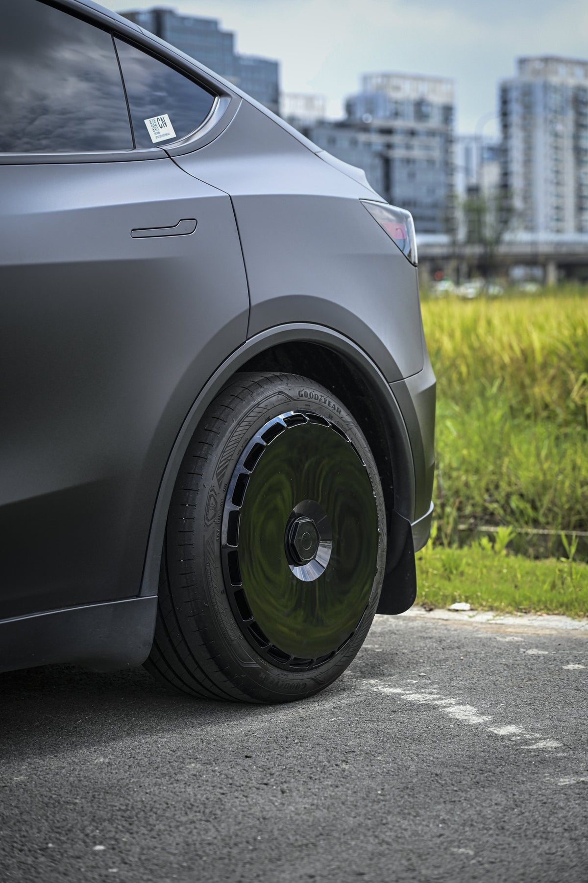 Pure Black wheel covers — real-world photo
