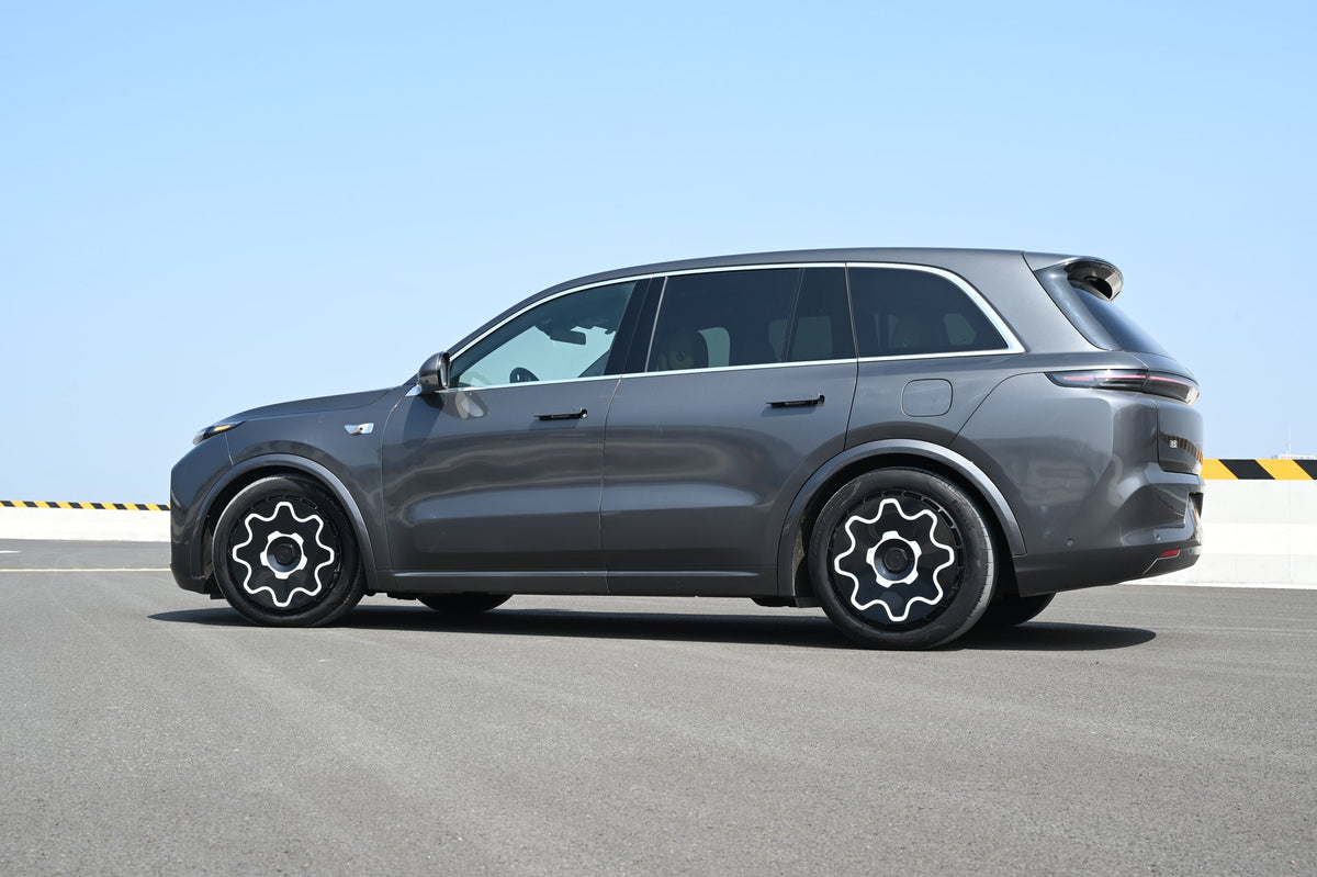 Cogwheel wheel covers — real-world photo