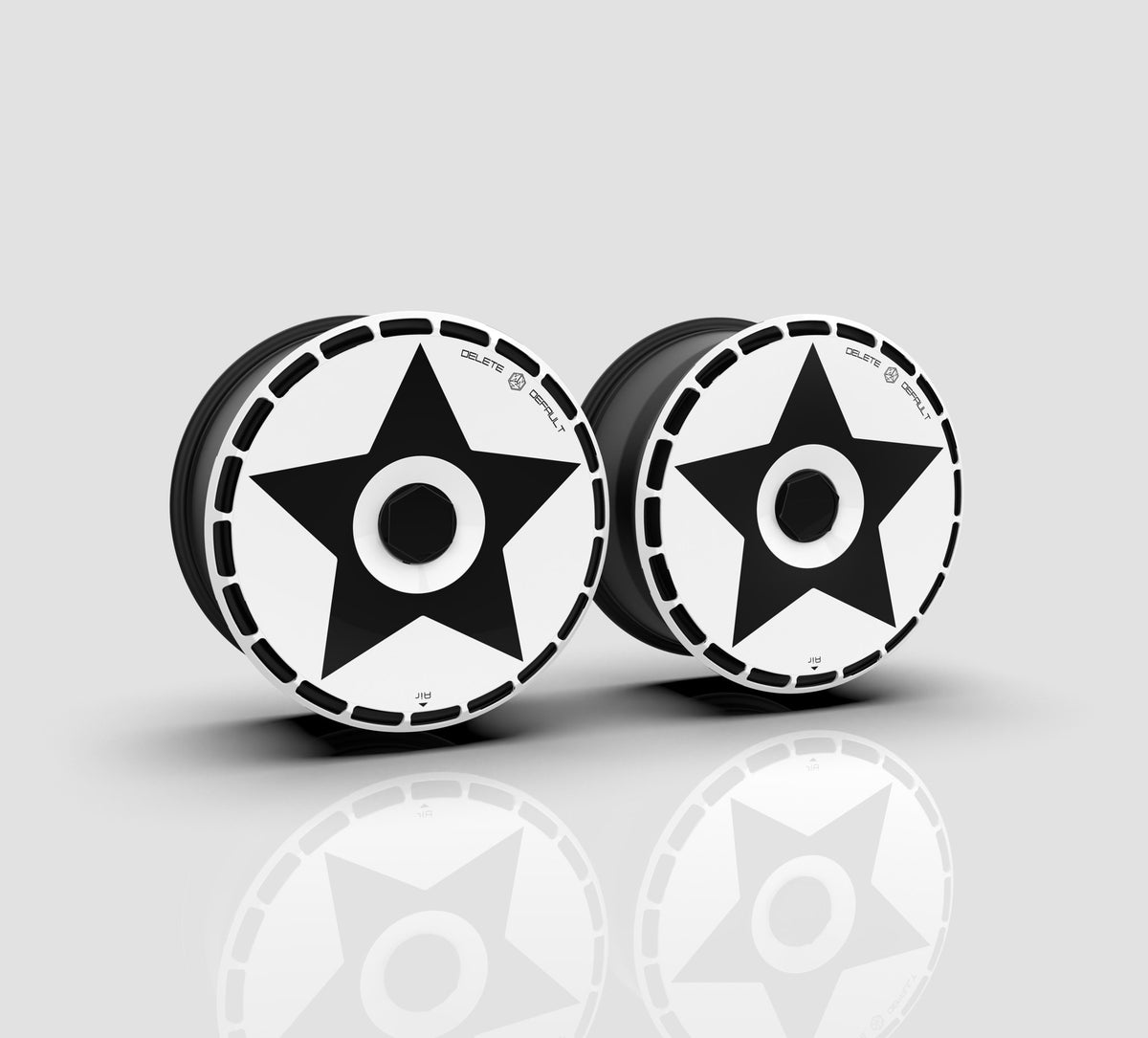 Geodesic aero wheel covers — studio render