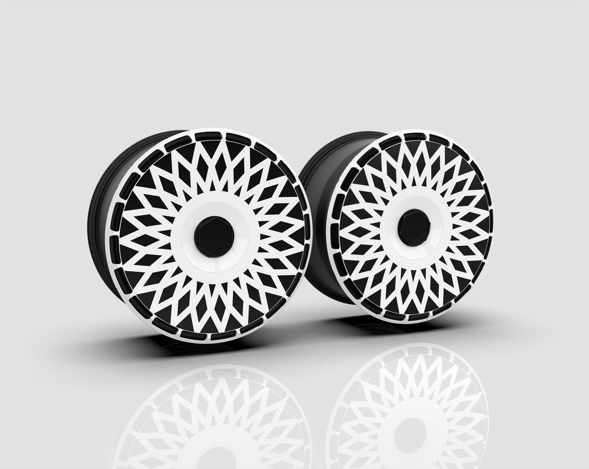 Sunburst aero wheel covers — studio render