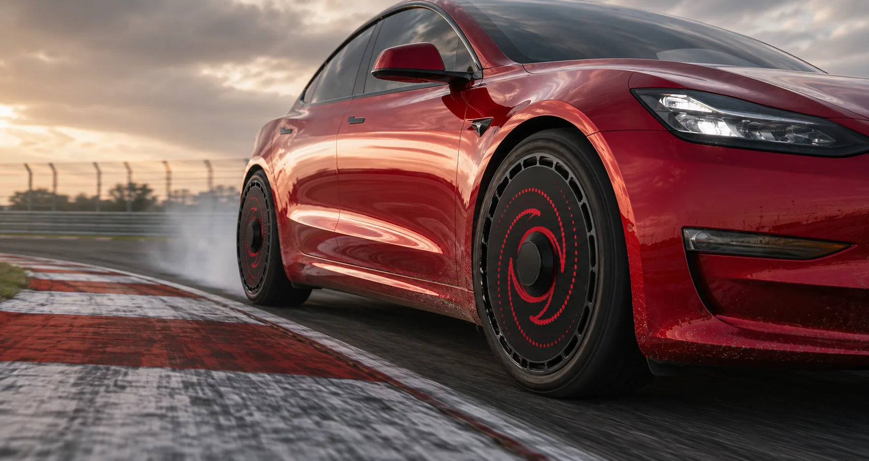 An Aerodisc-equipped EV cornering