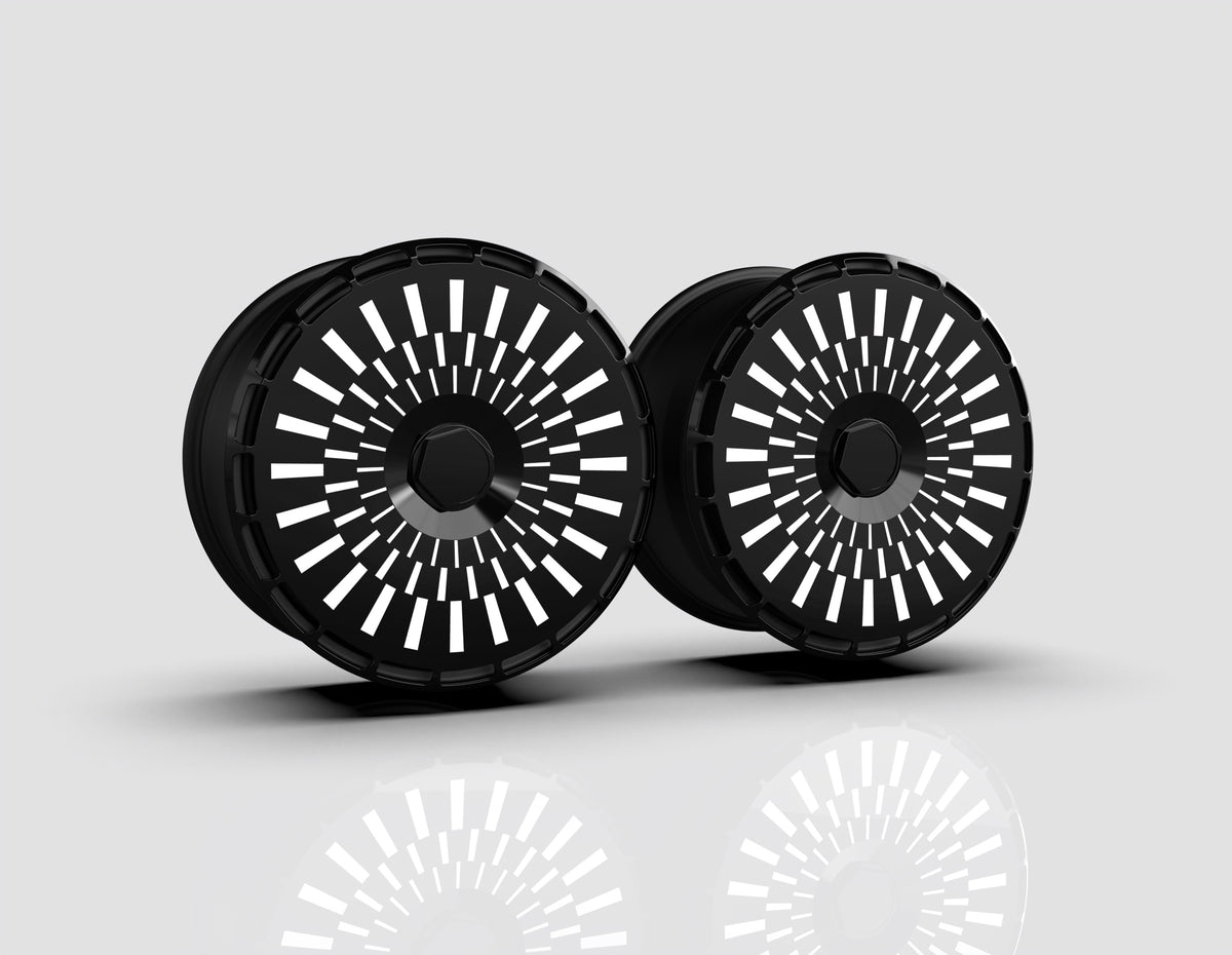 Chainmail aero wheel covers — studio render