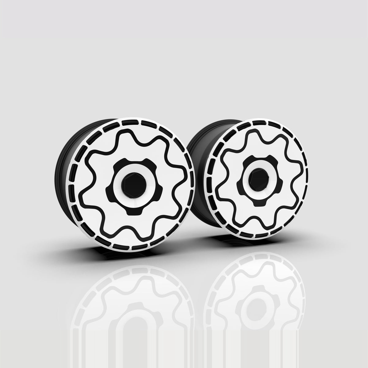 Halfmoon aero wheel covers — set of 4, studio render