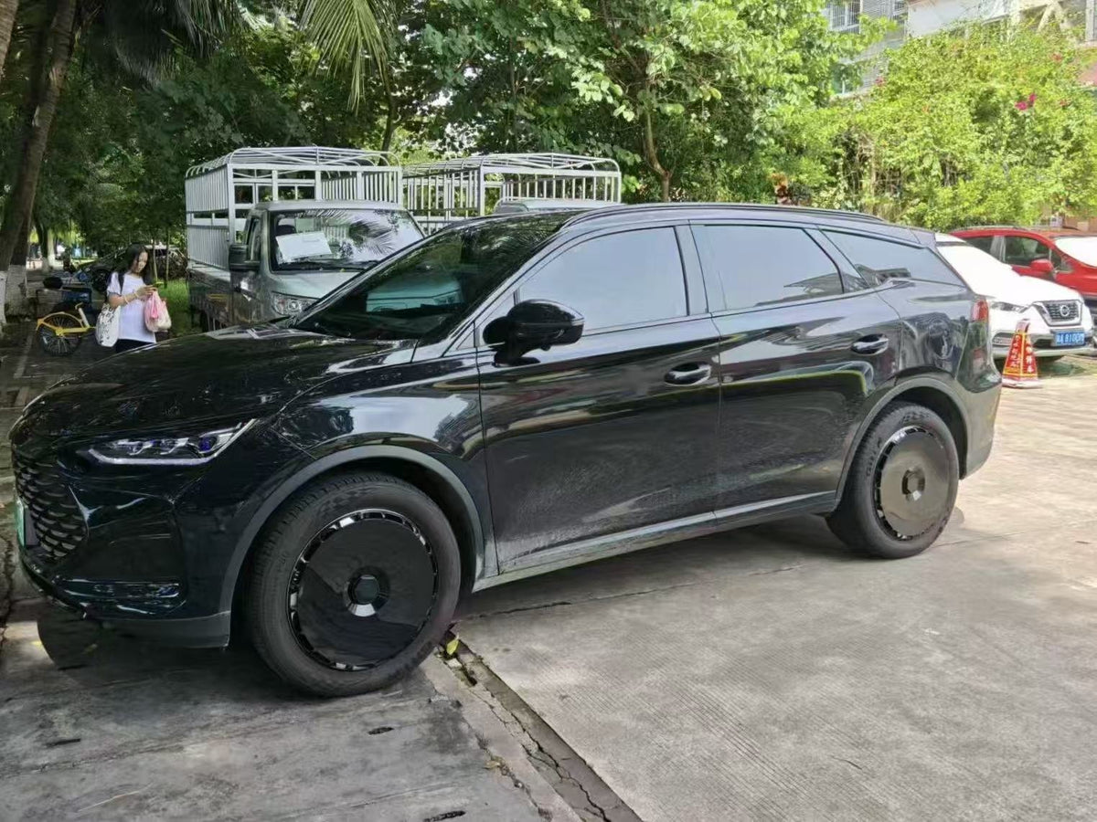 Pure Black wheel covers — real-world photo