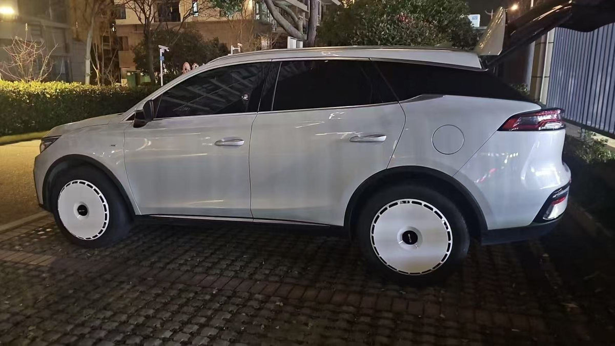 Pure White wheel covers — real-world photo