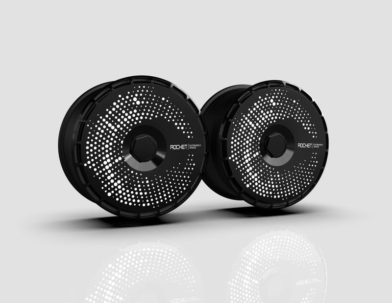 Halftone aero wheel covers — studio render